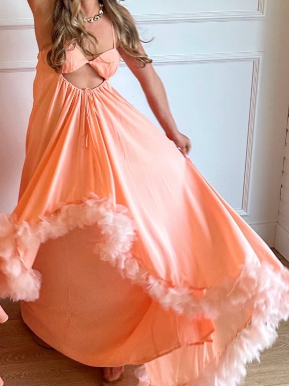 For Love & Lemons Peach Cutout Maxi Dress - Picture 3 of 4